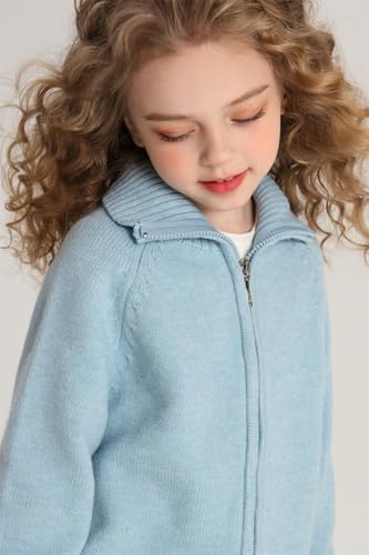 Image of Girls' Long Sleeve Knitted Cardigan Kids Zipper Shrug Sweaters Cropped Jacket Cover Up Tops