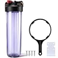 VIHOSE 20" X 4.5" Whole House Water Filter Housing Universal Sediment Water Filter System 1" Npt Brass Port, for Whole Home Pre-Filtration(Clear)