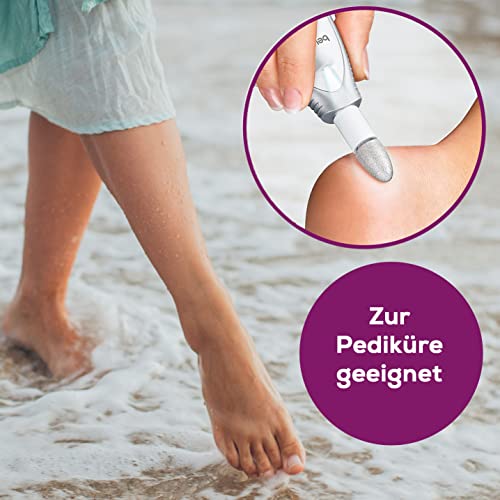 Beurer MP 41 Maniküre-/ Pediküreset, elektrische Nagelfeile mit 7 Aufsätzen, helles LED Licht, Nagelfräser für gepflegte Nägel, mit Aufbewahrungstasche, Nagelpflege für Hände und Füße, Weiß