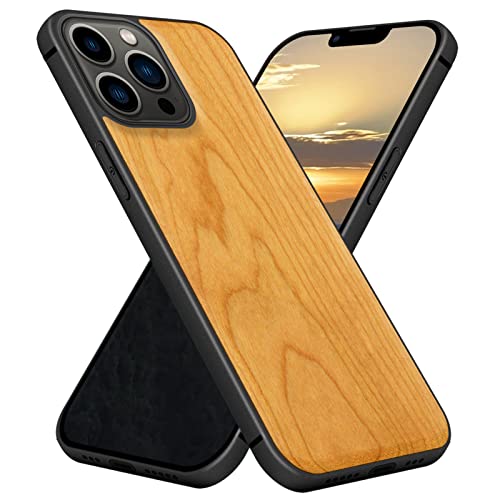 Coque iPhone 13 Pro Max antichoc Magsafe magnétique en TPU souple et bois