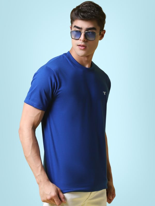 Image of Pinkmint Men's Combo Cotton Blend T-Shirt ll Soild Round Neck T-Shirt ll Stylish Half Sleeve T-Shirt's ll Gym Wear (Pack of 3)