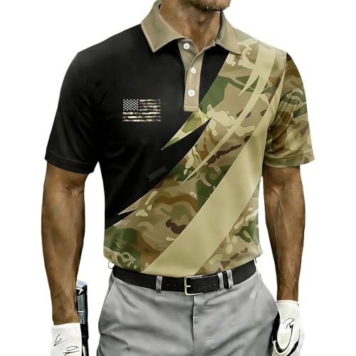USA 250Th Unniversary Shirt,Men's 250Th Anniversary USA Star Striped Polo Shirt Patriotic American Flag Short Sleeve Golf Casual Summer Tops(Multi,3X-Large)