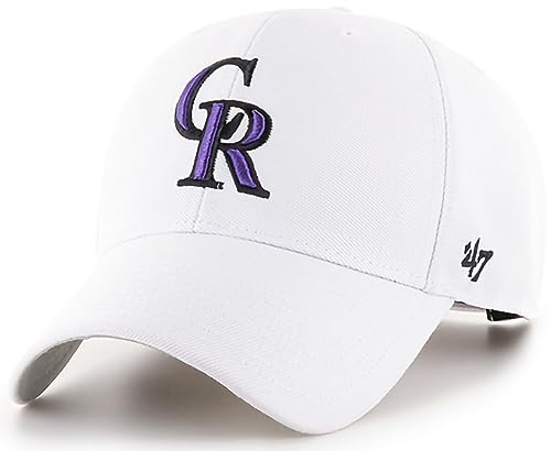 47 MLB White MVP Adjustable Hat, Adult One Size Fits All (One Size, Colorado Rockies)