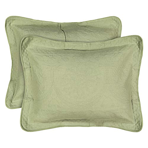 King Charles Modern Farmhouse Floral Matelasse Decorative Pillowcase, 100% Cotton Breathable Bedding, King Sham (20" x 36"), Sage