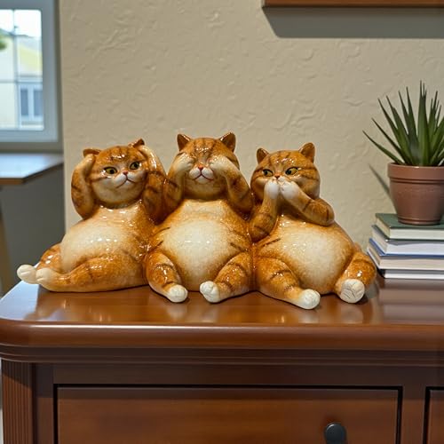 Image of AUGEN Polyresin Three Kitten Statue Showpiece for Home Decor Decoration and Gifting (1767F3, 9cm)