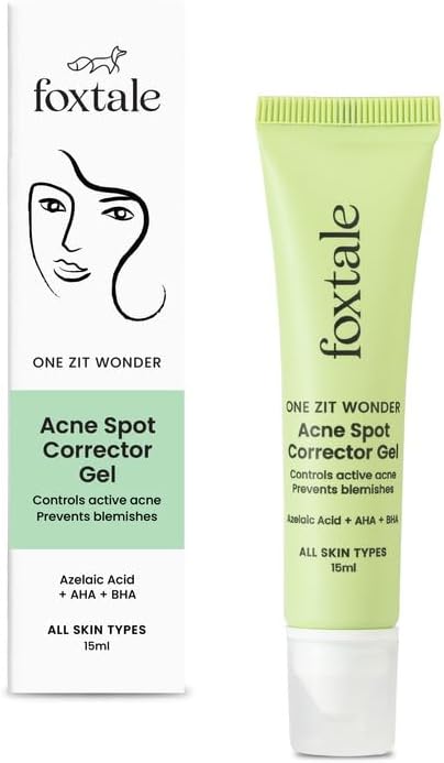 Foxtale 2% Salicylic Acid & 3% Glycolic Acid Anti-Acne Gel | Oil-Control, Cooling Formula | Visible shrinkage in pimples overnight | Silicone tip to prevent spread of acne bacteria | Unisex - 15ml