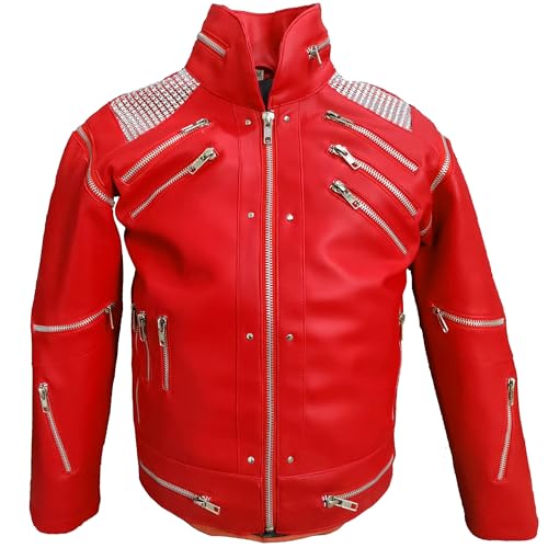 Kids MJ Beat It Jacket Red Leather MJ Beat Song Jacket for Boys Children 4 to 12 Y