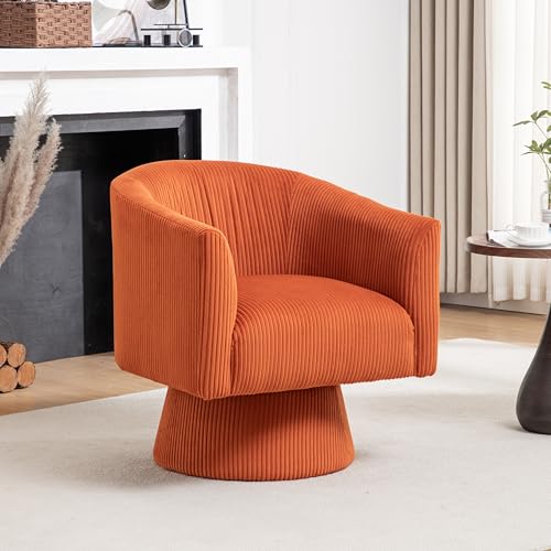 Sillón giratorio moderno tapizado naranja