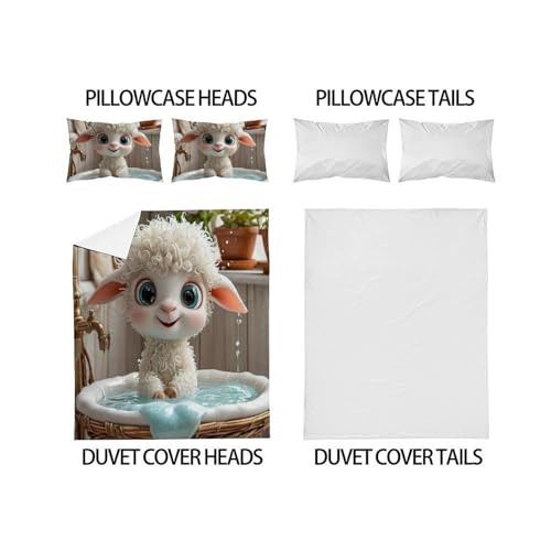 Housse de couette 220x240cm microfibre à fermeture éclair pour lit enfant Animaux 3D