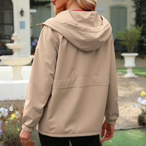 Women Rain Jacket with Hood Pullover Raincoats Packable Lightweight Windbreaker Waterproof Breathable Hooded Outerwear3