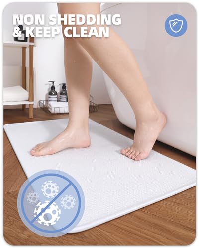 Color&Geometry White Bathroom Rugs Chenille Bath Mat- Absorbent thumb #4
