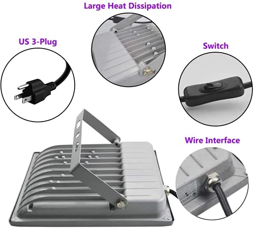 Lysed 2 Pack 60W Black Lights for Glow Party, Blacklight with Plug IP66 Waterproof, Black Light for Party, Fluorescent Effect Glow