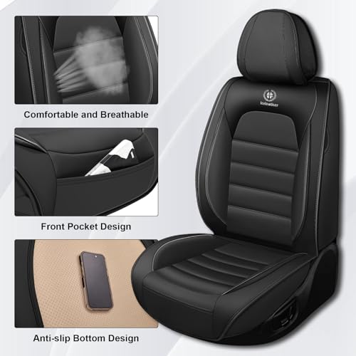 Image of Car Seat Covers for Chevy Chevrolet Trax 2024-2025, Nappa Leather Car Seat Cover Waterproof Seat Protectors Breathable Cushions (Black,5 Seats Standard)