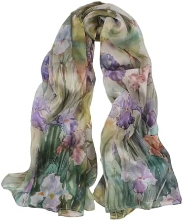 100% Mulberry Silk Women's Neck Silk Scarf-Lightweight Shawl,FLor...