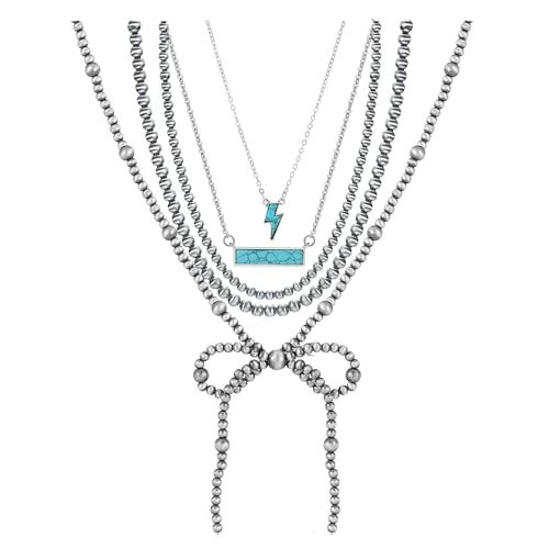 Navajo Pearl Bow Necklace Western Jewelry for Women Turquoise Choker Necklace Cowgirl 5PCS