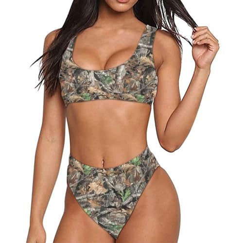 INSTANTARTS Two Piece Bikini Set Swimsuit Sport Low Crop Top Leopard Swimwear