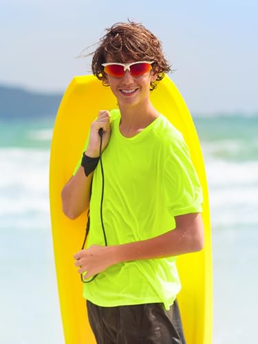 Image of Boys Neon Shirts Dry Fit Athletic T Shirts UPF 50+ Performance Cooling Shirt Short Sleeve Rash Guard Kids Top for Boys Girls