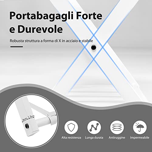 Portavaligie Pieghevole Relaxdays | Supporto Per Bagagli In Bambù, Porta Valigie Da 40 Kg - Foto 4