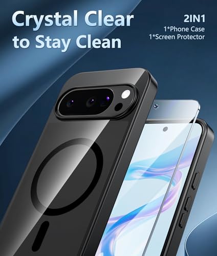 Image of FNTCASE for Google Pixel 10 Case: Pixel 10 Pro Case Google 9 /9 Pro Magnetic Clear Slim PhoneCase | Anti-Drop Shockproof Scratch Protective Thin Transparent Crystal Cell Phone Cover(Black)
