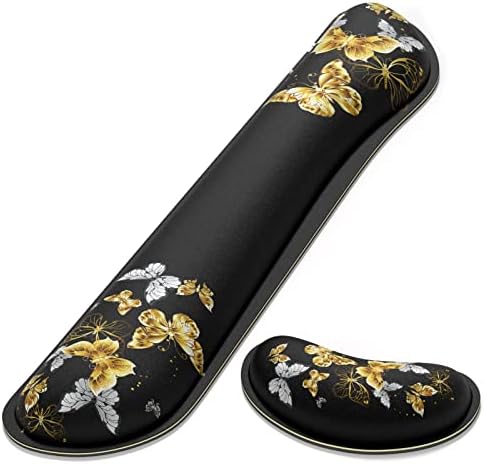 Dapesuom Enlarge Keyboard Wrist Rest Pad,Memory Foam Set Cushion Support Easy Typing & Pain Relief,Mouse Pad, Anti-Slip Gaming Computer Laptop Office, Elegant Flower, One Size