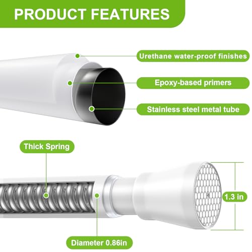 Image of Shower Curtain Rod 45 to 77 Inches White Shower Rod Tension Curtain Rod No Drilling Adjustable Curtain Rod Spring Tension Shower Rods for Bathroom,Windows,Kitchen