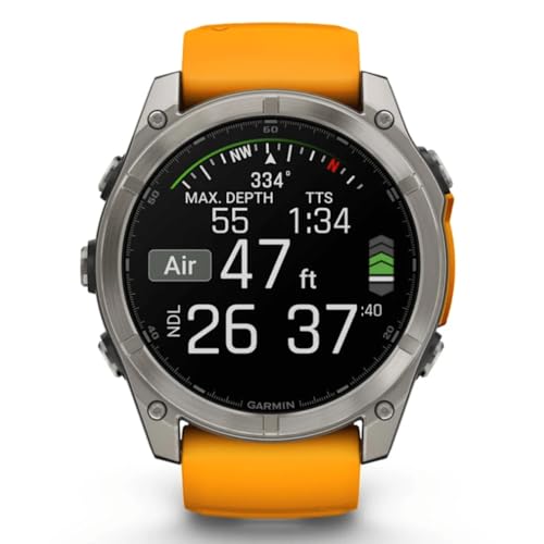 Garmin Fenix 8–51 mm, AMOLED, Saphir-Titan, mit Sparkorange/Graphit-Silikonband