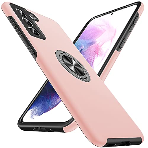 Coque Samsung S21 Antichoc Rose à Anneau Rotatif et Thermique