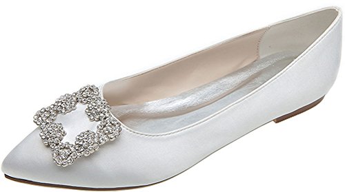 Chaussures plates à bout pointu en blanc pour le bureau et sorties urbaines