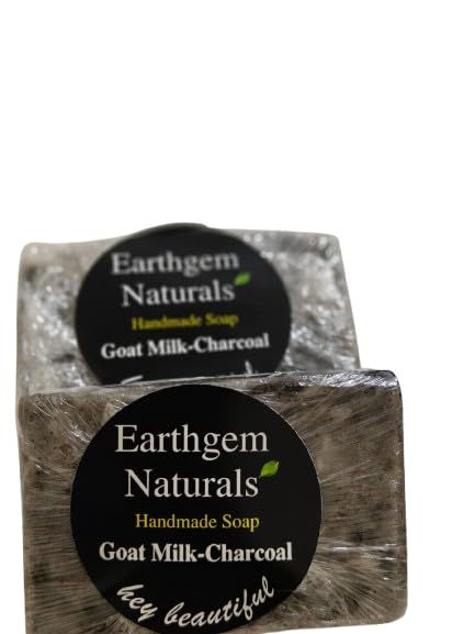 Image of EARTHGEM Beetroot and Goat Milk Charcoal Soap Combo Glow Detox Deep Cleansing Bathing Bars Smooth Healthy Skin Care Routine | 100 Each
