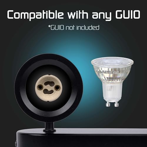 Ledvion - Ceiling Spotlight LED Black 2 Lights, Rectangular, tiltable, GU10 Socket, IP20, Amature - Image 2