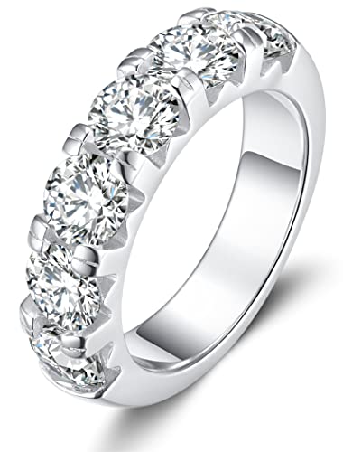 SecreTalk 3.5ct Moissanite Engagement Promise Ring for Women - Moissanite Wedding Band 925 Sterling Silver D Color VVS with Certificate of Authenticity