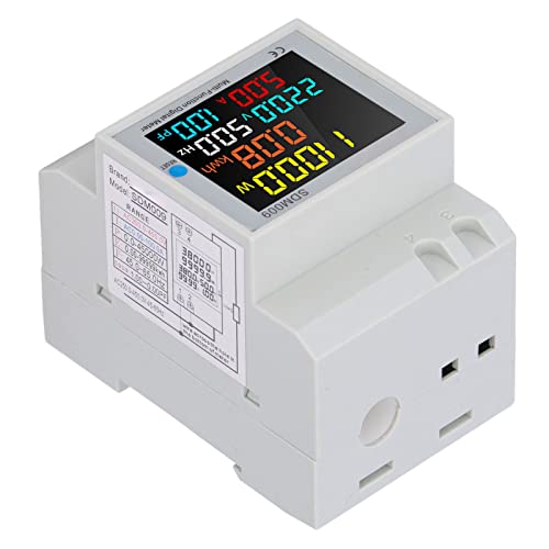 Mumusuki Energy Messer Tester Rail Mount Digital LCD-Anzeige Multimeter Einphasiges Multifunktionaler Elektrischer Frequenz AC 250V-450V mit Integriertem Transformator für SDM009
