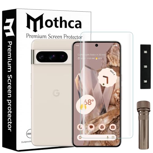 Image of Mothca Curved UV Tempered Glass Screen Protector for Google Pixel 8 Pro | Transparent | Pack of 1 | Full Screen Coverage with UV Installation Kit