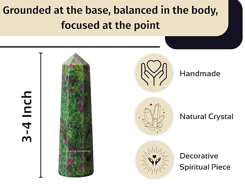 Image of Amazing Gemstone Ruby Fuchsite Crystal Towers - Natural Healing Crystal Point Obelisk for Reiki Healing and Crystal Grid (3 inch to 4 inch INCH)