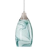 karyfine Mini Pendant Lights Kitchen Island Light Brown Glass Lamp Shade Hand Blown Glass Pendant Light with Brush Nickel Finish Adjustable Cord for Kitchen Over Sink (Green Marble-1Packs)