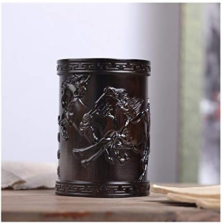 JKXWX Pen Holder Ebony Pen Container Creatively Carved Pen Pot Office Desktop Pen Cup Multifunction Desk Pencil Holder,for Home Office School Pencil Holder (Color : A)