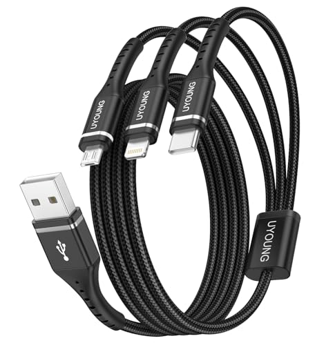 Multi Charging Cable 2Pack 4FT, 3 in 1 Charger Cable Braided