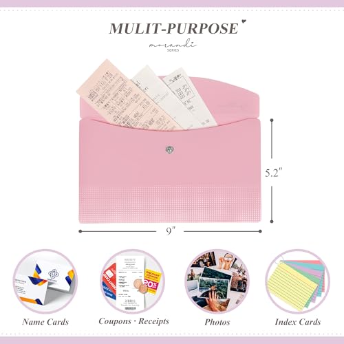 H4D Envelopes de plástico de 22 x 12 cm com fecho de pressão, organizador pequeno para recibos, core