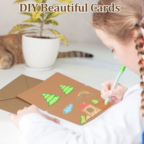 Ailvor Briefumschläge Kraftpapier mit Karten Blanko, 60er Set Umschläge Faltkarten, Blanko Karten zum Selbstgestalten, Kuvert Set für Grußkarten, Einladung, Geburtstagskarten, Dankeskarten(Braun)