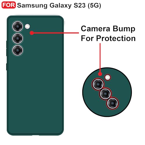 Image of CEDO Back Cover for Samsung Galaxy S23 (5G) | Camera Bump Protection & Inner Velvet Fabric Lining | Ultra Slim Matte Soft Rubberised Case Cover (Green)