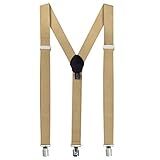 Suspenders for Men: Button Brown Mens Pant Braces Clothes Accessory with Elastic, Y Back Design -...