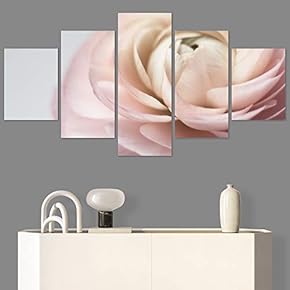 SIGNWIN 5 Panel Canvas Wall Art Pink Petal...