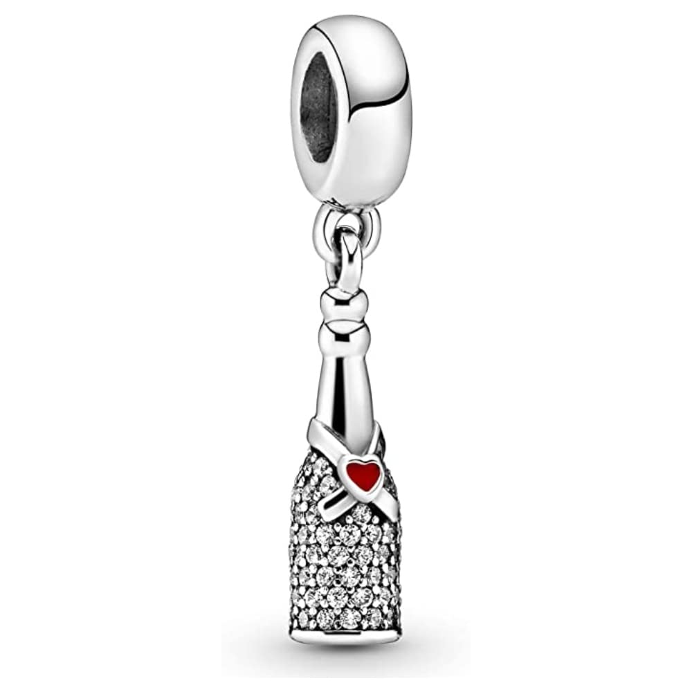LkwidiAbalorios Charms Colgantes de Botella de vino Cuentas Plata de Ley 925 con Compatible con Pulsera Europeo, Charms para Mujer Niña