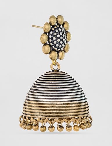 Image of Rubans Jhumka Earrings Oxidised Trendy Jewellery Gift for Women & Girls