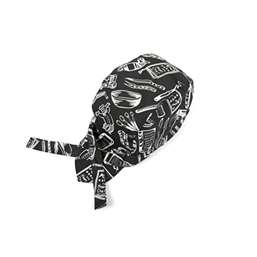 BESTOMZ Chapeau Toque de Cuisinier Chef Restauration Skull Cap Ruban Turban (Noir, Blanc)