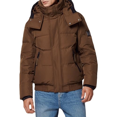 Image of Andrew Marc Men's Short Quilted Inner Bib Attached Down Fill Phoenix Down Bomber Hybrid