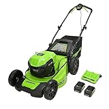 Greenworks 48V (2 x 24V) 20" Brushless Cordless (Push) Lawn Mower (LED Headlight), (2) 4.0Ah Batteries and Dual Port Rapid Charger Included (125+ Compatible Tools)
