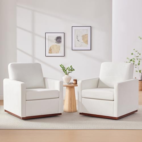 Howjoe 360° Swivel Accent Chair with Wide Armrests, Mid-Century Modern