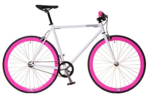 Kamikaze Bicicleta Fixie Blanca Rosa L Kamikaze Bicicleta Fixie Blanca Rosa L