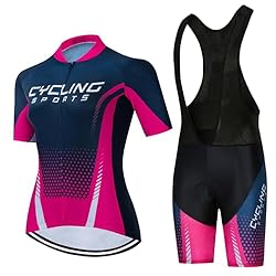 Conjunto Ropa Ciclismo Mujer Verano Traje Bici MTB...: 【Tejido Transpirable Profesional】-- Este conjunto de ciclismo manga corta con los últimos tejido de malla profesional. Jerseys: 100% poliester, Pantalón corto: 80% Poli + 20% Lycra.El tejido de este maillot es súper fino y suave, con buena elasticida...